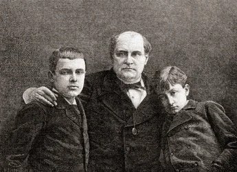 Prince Napoléon Bonaparte with his two sons Victor and Louis, from The Century Illustrated Monthly Magazine, published 1884